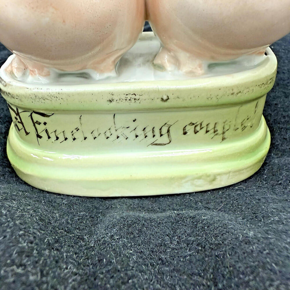 German Pink Pig Fairing A Fine Looking Couple Porcelain Figure Vintage - Picture 7 of 7